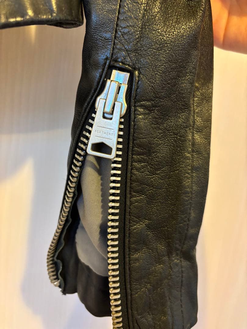 【美品】オールセインツ　ブラックレザージャケット ダブルジップ