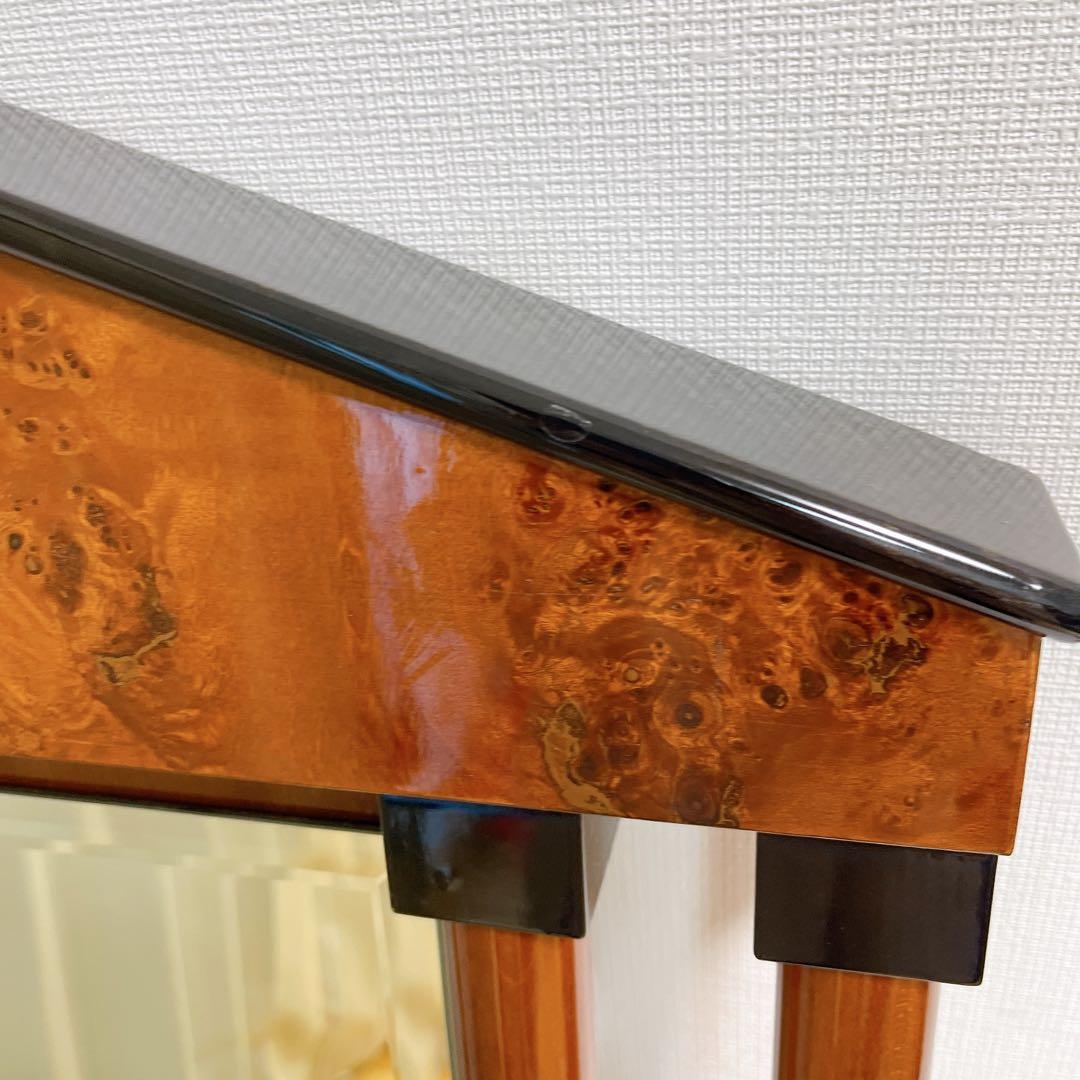 木製 スタンドミラー 象嵌装飾 バーズアイ調 クラシック アンティーク調 大型