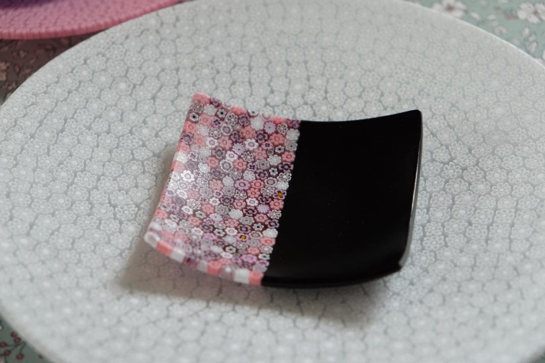 ミルフィオリ プレート 小皿 ベネチアングラス 検/ガラス 江波冨士子 田子美紀