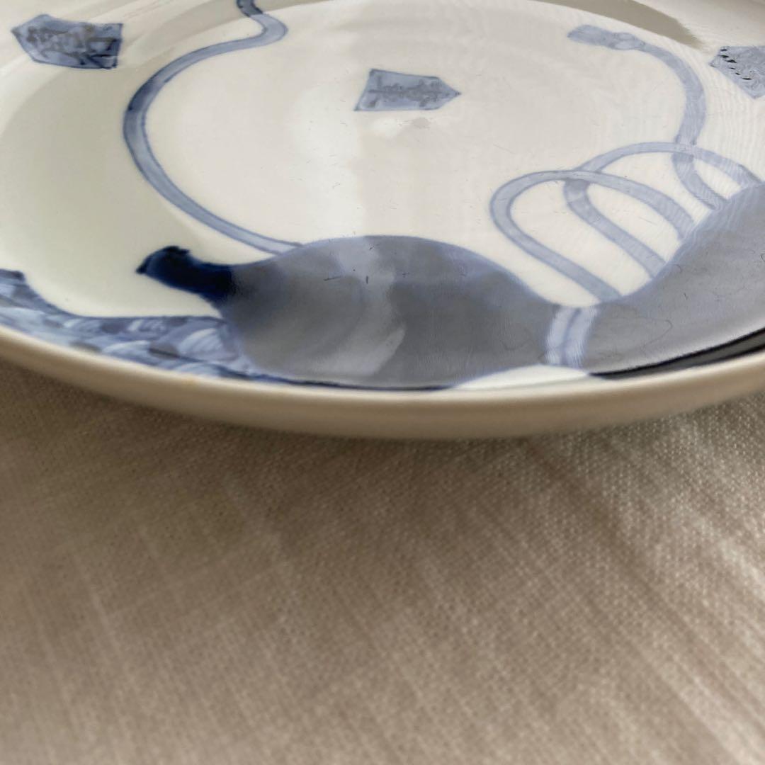 七寸皿（直径約22cm） 染付 瓢箪から駒　藤吉憲典