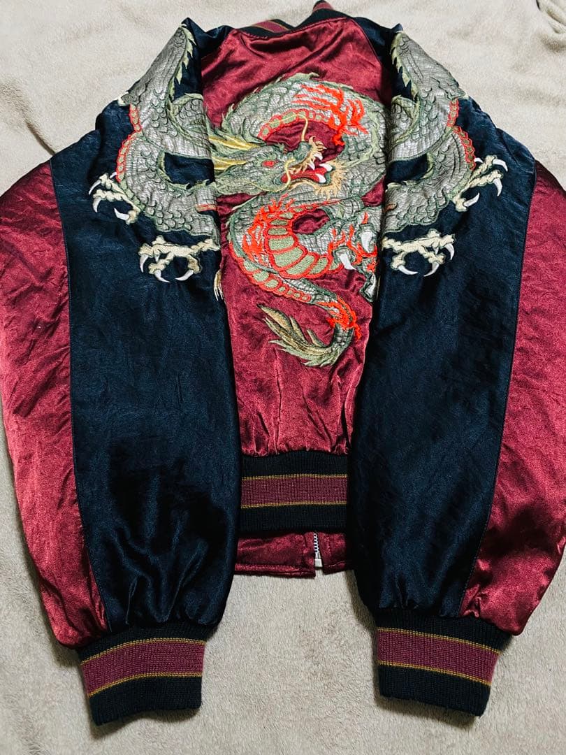 90s vintage handmade 龍 日本限定 スカジャン サテン