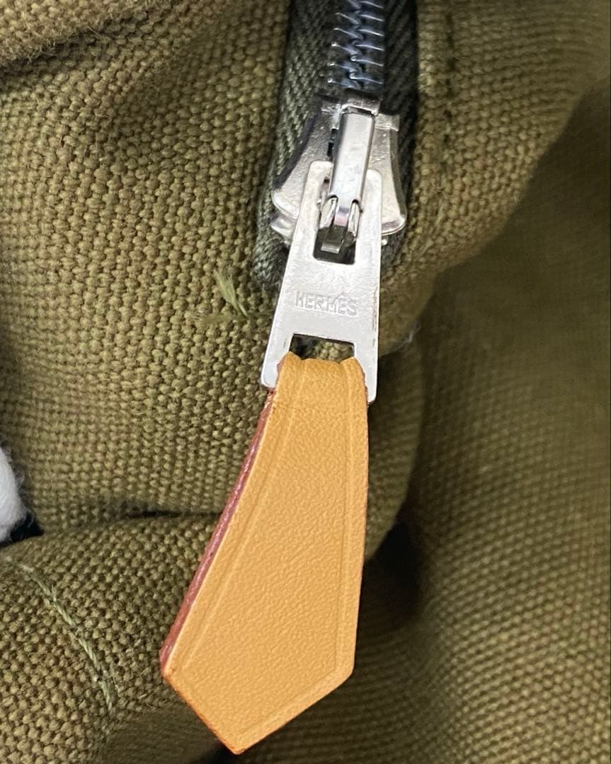 【未使用】HERMES エルメス キャンバストートバッグ カーキ