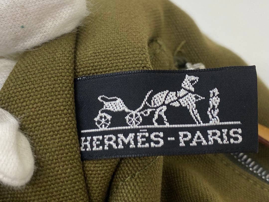 【未使用】HERMES エルメス キャンバストートバッグ カーキ