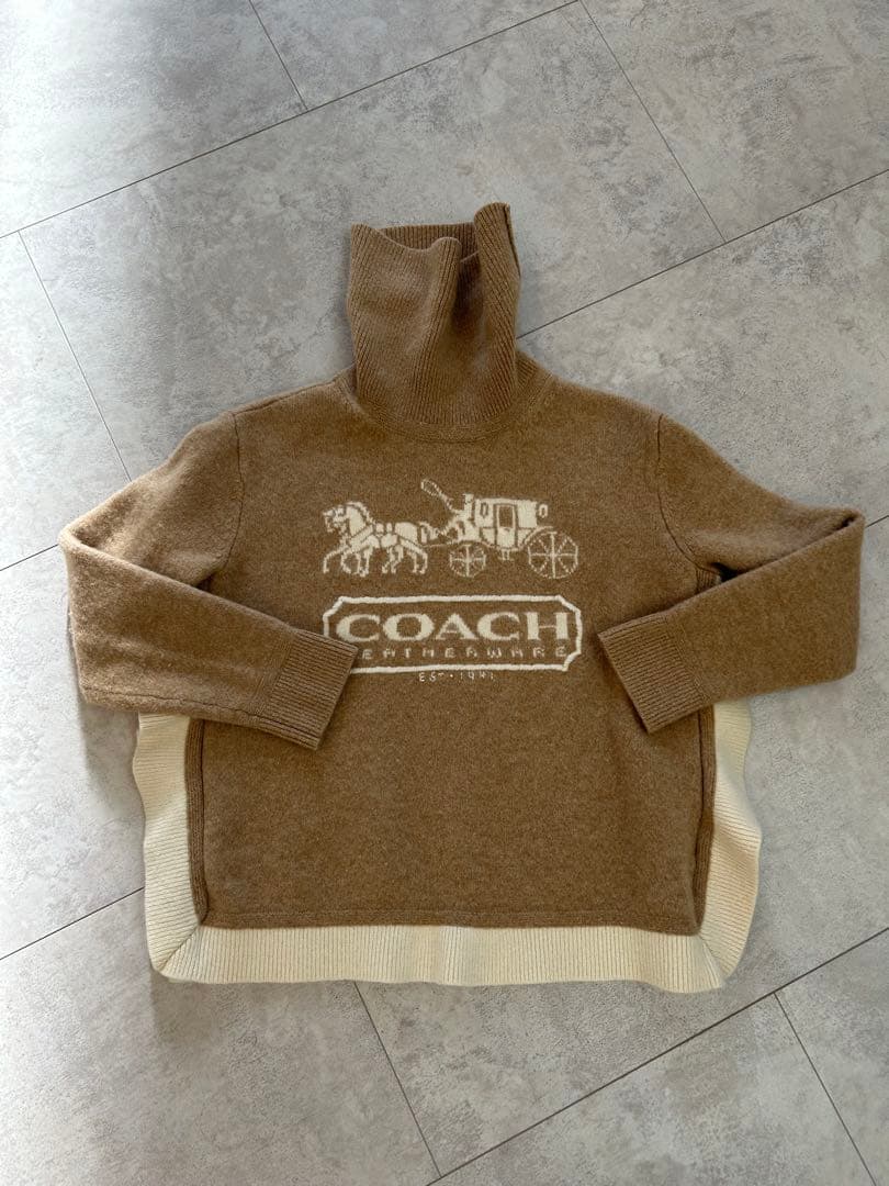 COACH ブラウン タートルネックセーター