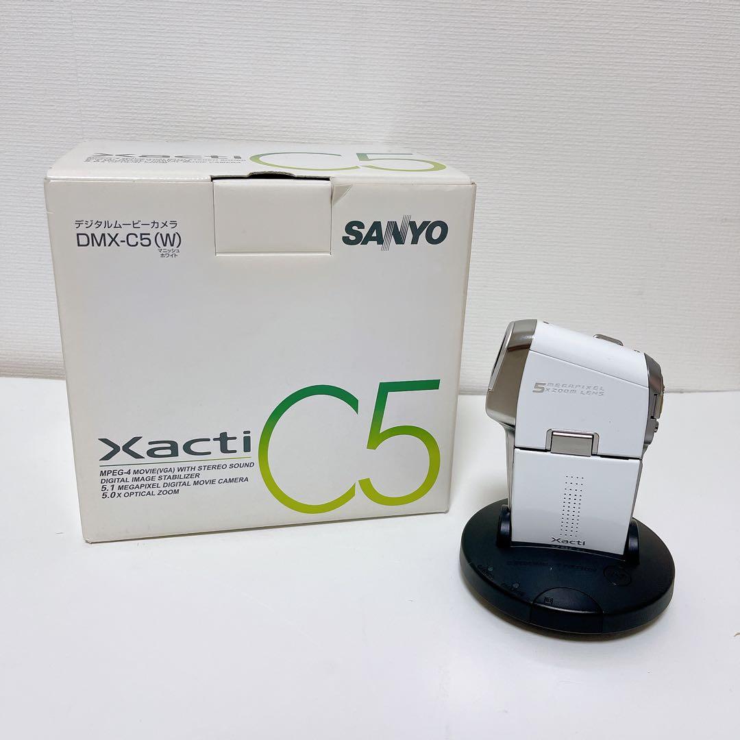 【美品・希少】SANYO Xacti DMX-C5 W ビデオカメラ 箱付き