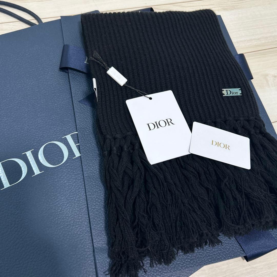 DIOR ディオール カシミヤ 100% マフラー フード 黒