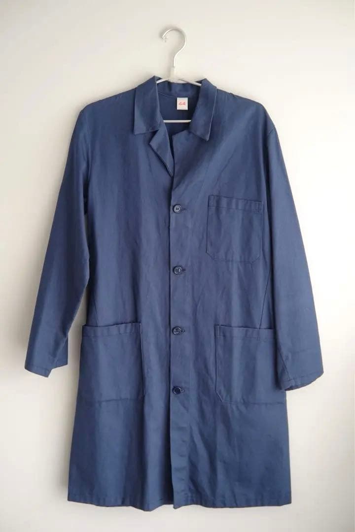 イタリア製 春物コート スプリングコート ブルー 青 ヨーロッパヴィンテージ