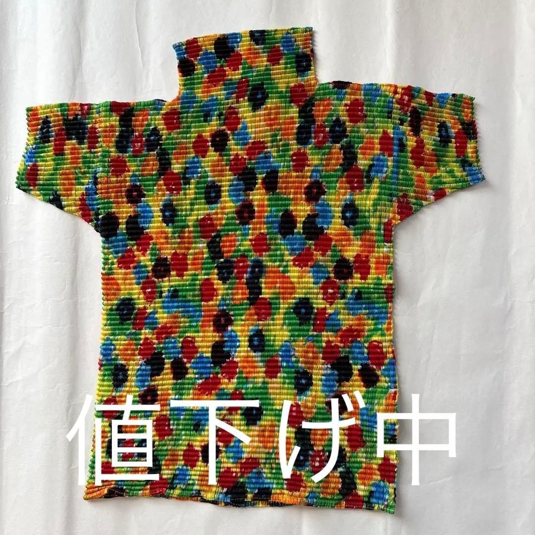 プリーツプリーズ（ISSEY MIYAKE ）カラフルプリーツの半袖トップス