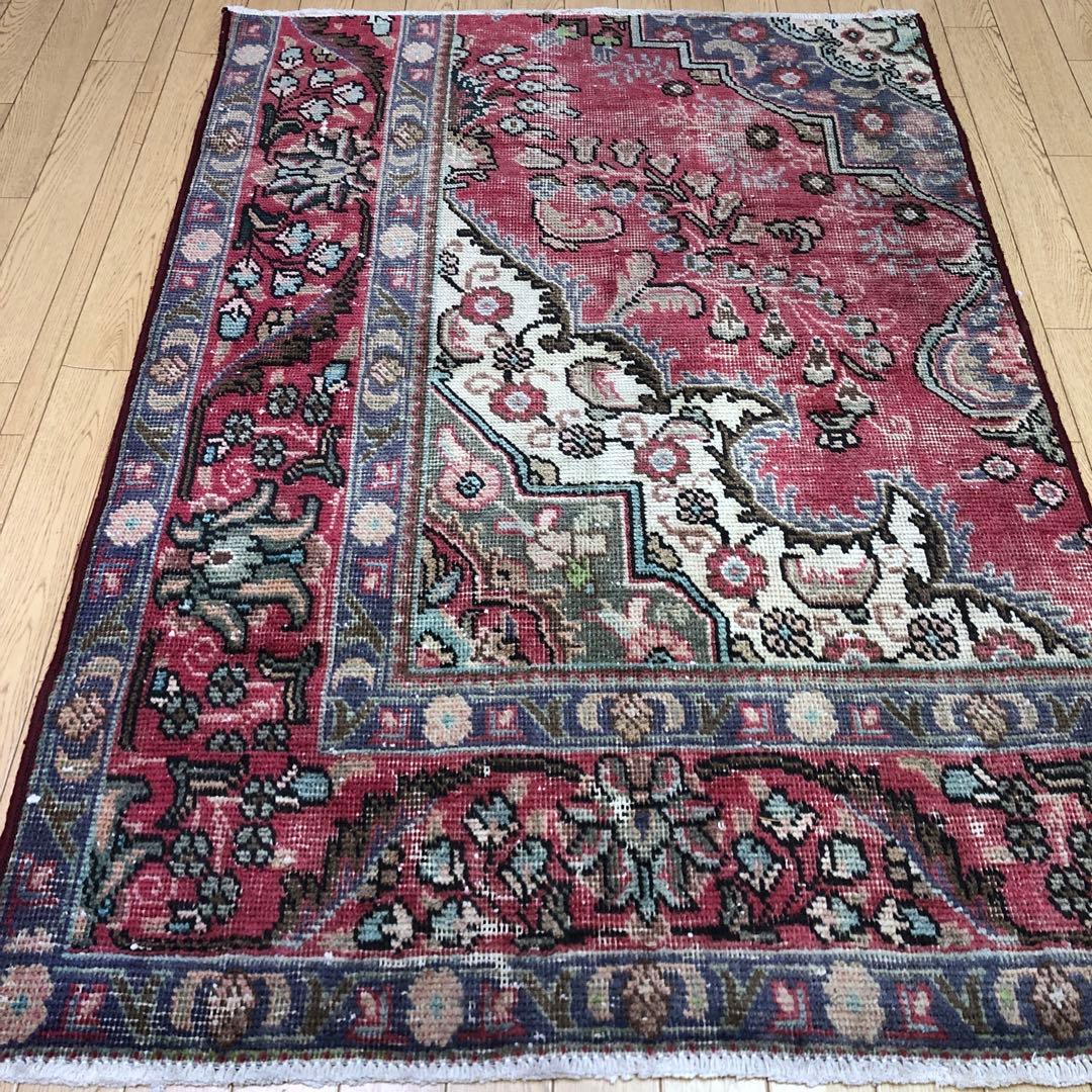 SALEペルシャ絨毯 ペルシャヴィンテージラグ 140x95 手織り オールド