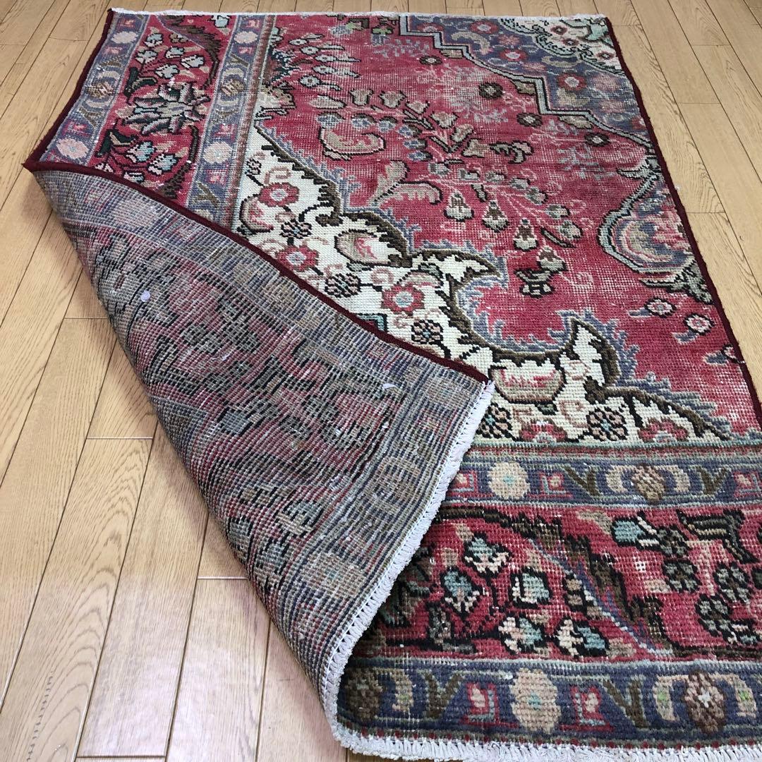 SALEペルシャ絨毯 ペルシャヴィンテージラグ 140x95 手織り オールド