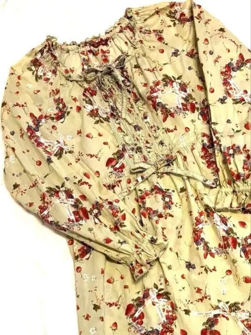 ピンクハウス♡苺リース　オリーブグリーン ミニワンピース