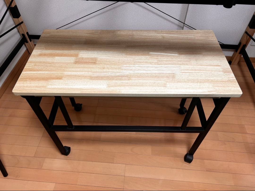 ロフトベッドフレーム　木製　アイアン　ベッドフレーム　システムデスク