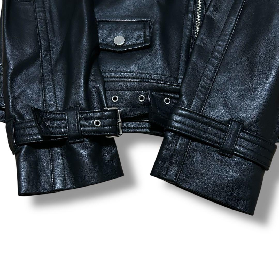 美品 Diagram ダイアグラム ダブルライダースジャケット ラムレザー 羊革