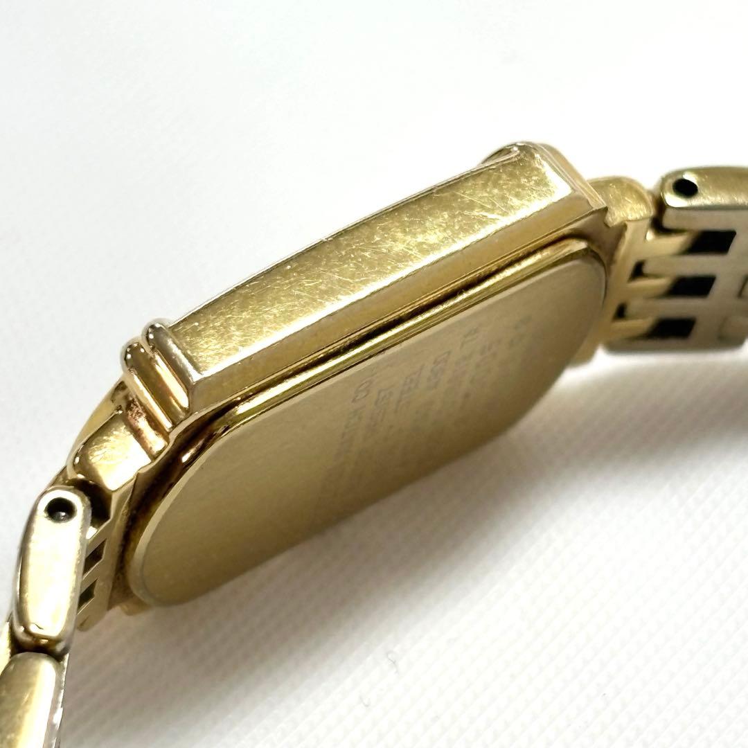 稼働品◆シチズン・エクシード ダイヤベゼル クォーツ 白文字盤 ゴールド