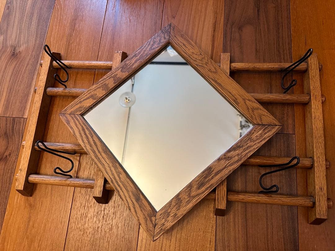 ビンテージ　ミラー　鏡　帽子かけ付き　アメリカ