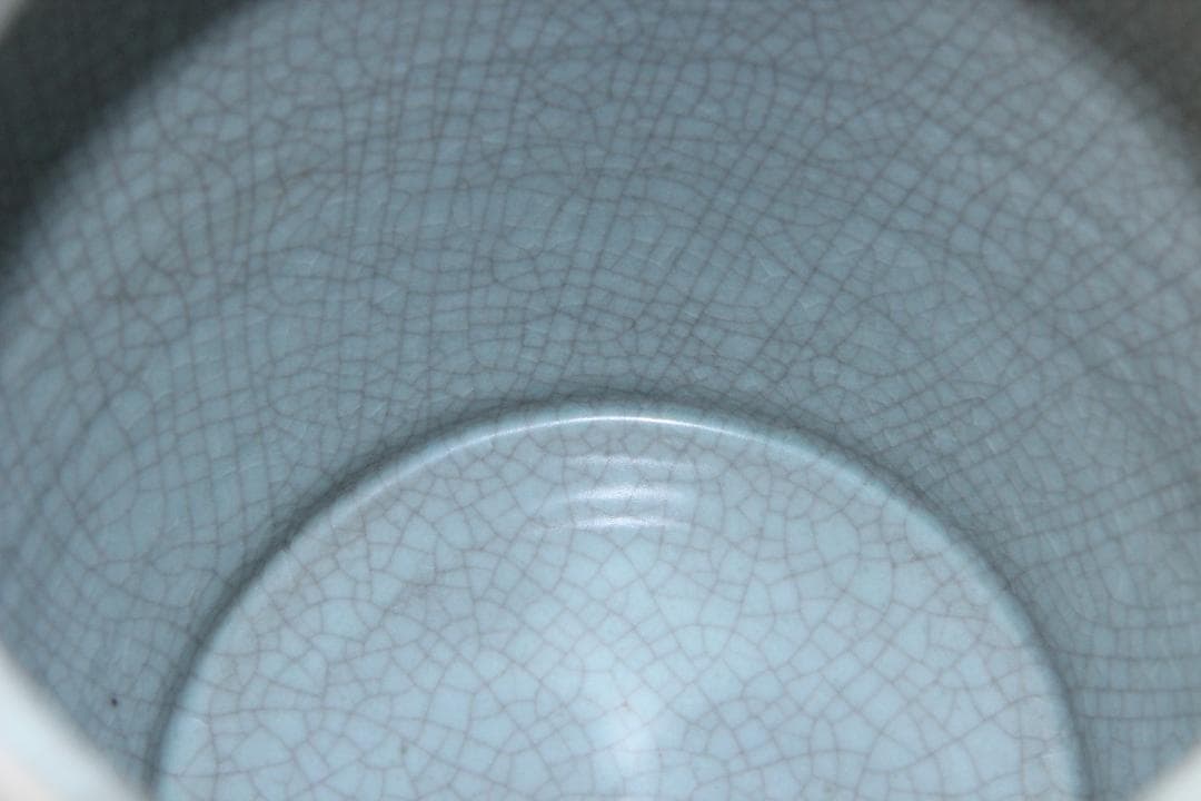 日本美術　藤田和廣作　青磁花瓶　共箱　未使用　陶芸工房「久玲居」 ED11-19