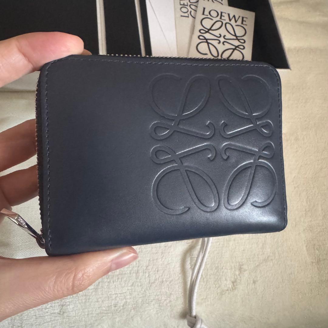 ロエベ　財布　ケース　小銭入れ　ネイビー