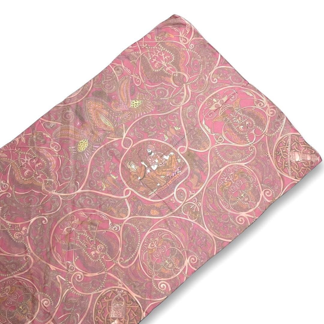 箱付/美品★エルメス シルクモスリン シアー 動物の楽園 ストール シルク100