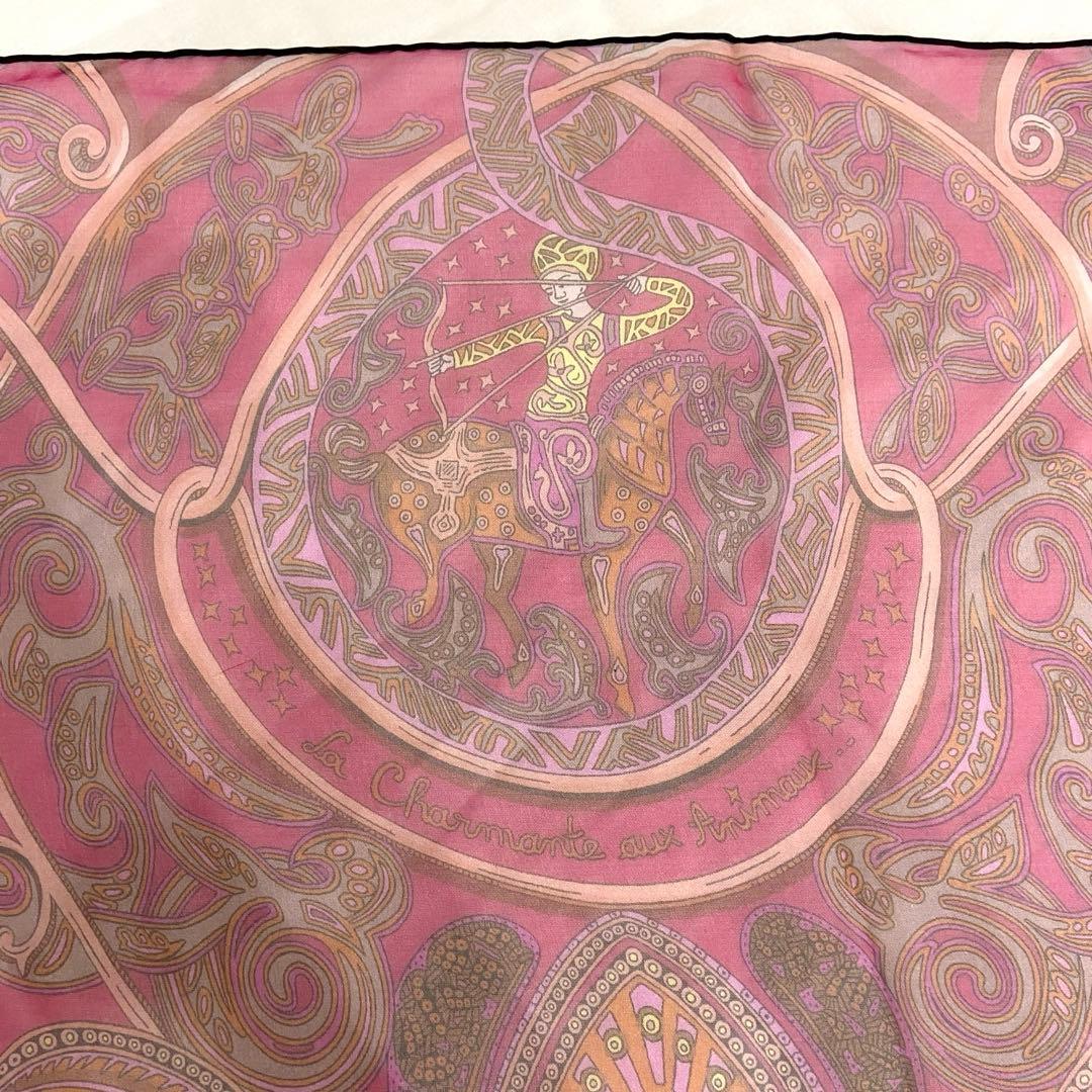 箱付/美品★エルメス シルクモスリン シアー 動物の楽園 ストール シルク100