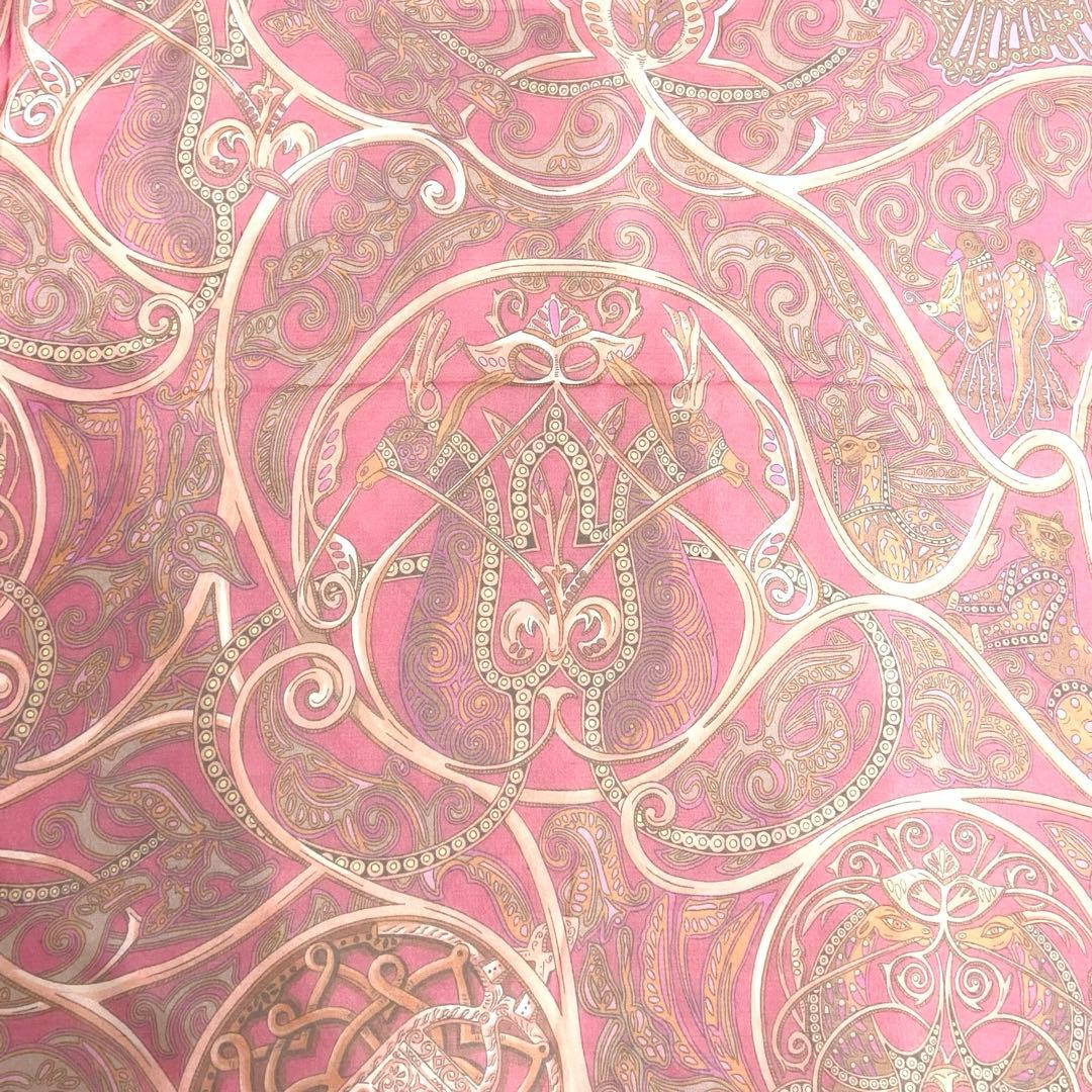 箱付/美品★エルメス シルクモスリン シアー 動物の楽園 ストール シルク100