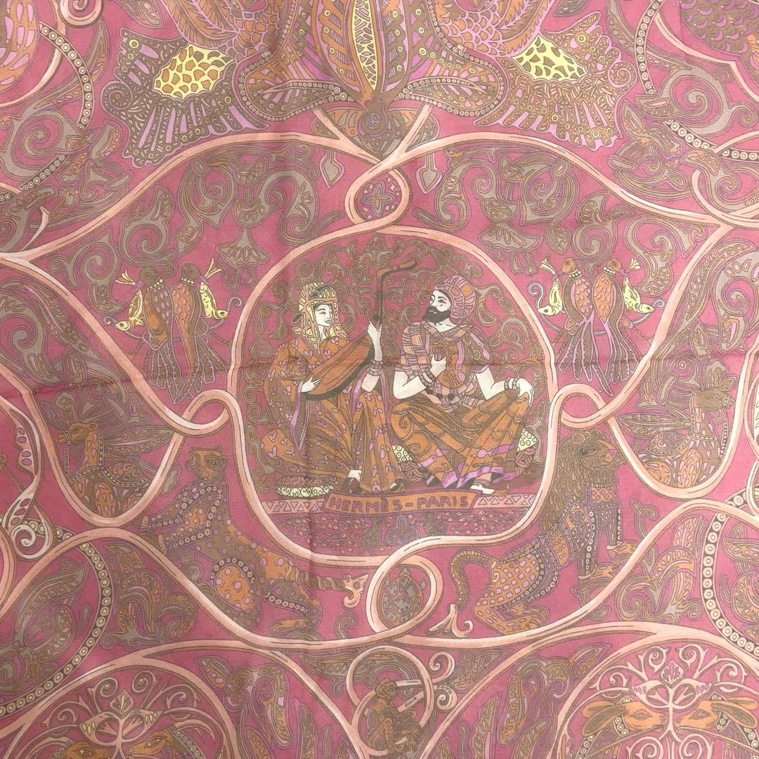 箱付/美品★エルメス シルクモスリン シアー 動物の楽園 ストール シルク100