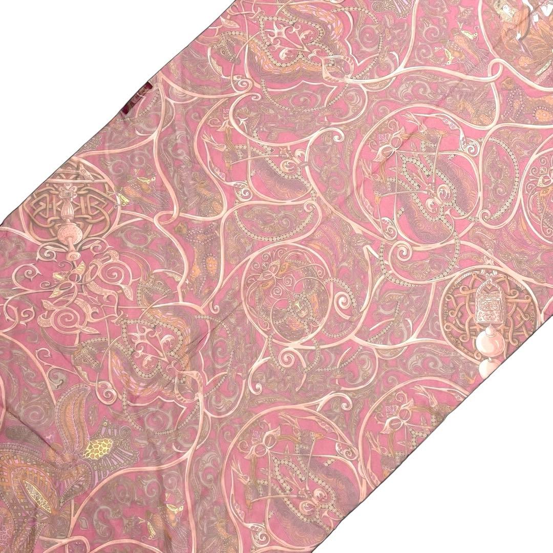 箱付/美品★エルメス シルクモスリン シアー 動物の楽園 ストール シルク100