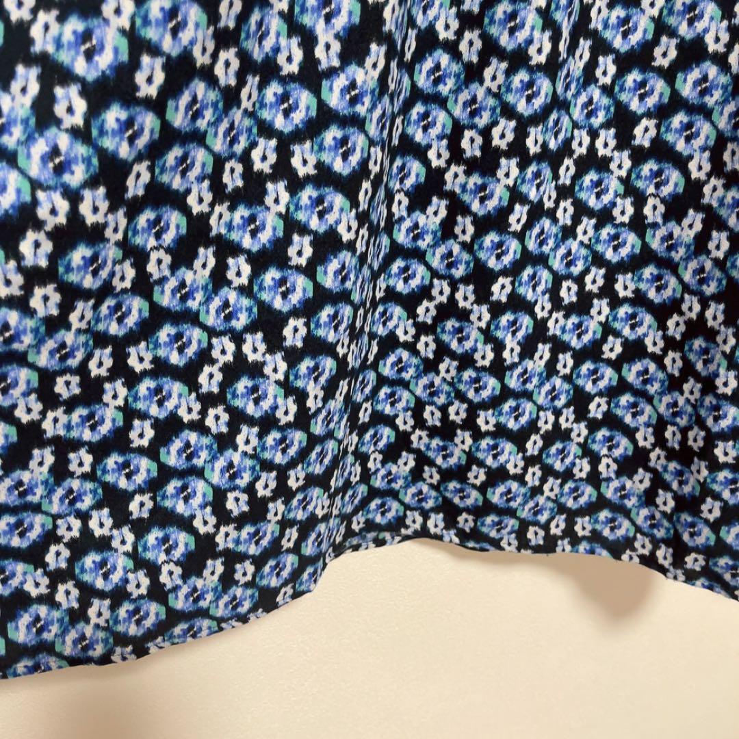 美品 ボールジィ ブルリーフラワープリント クルーネックワンピース 36サイズ