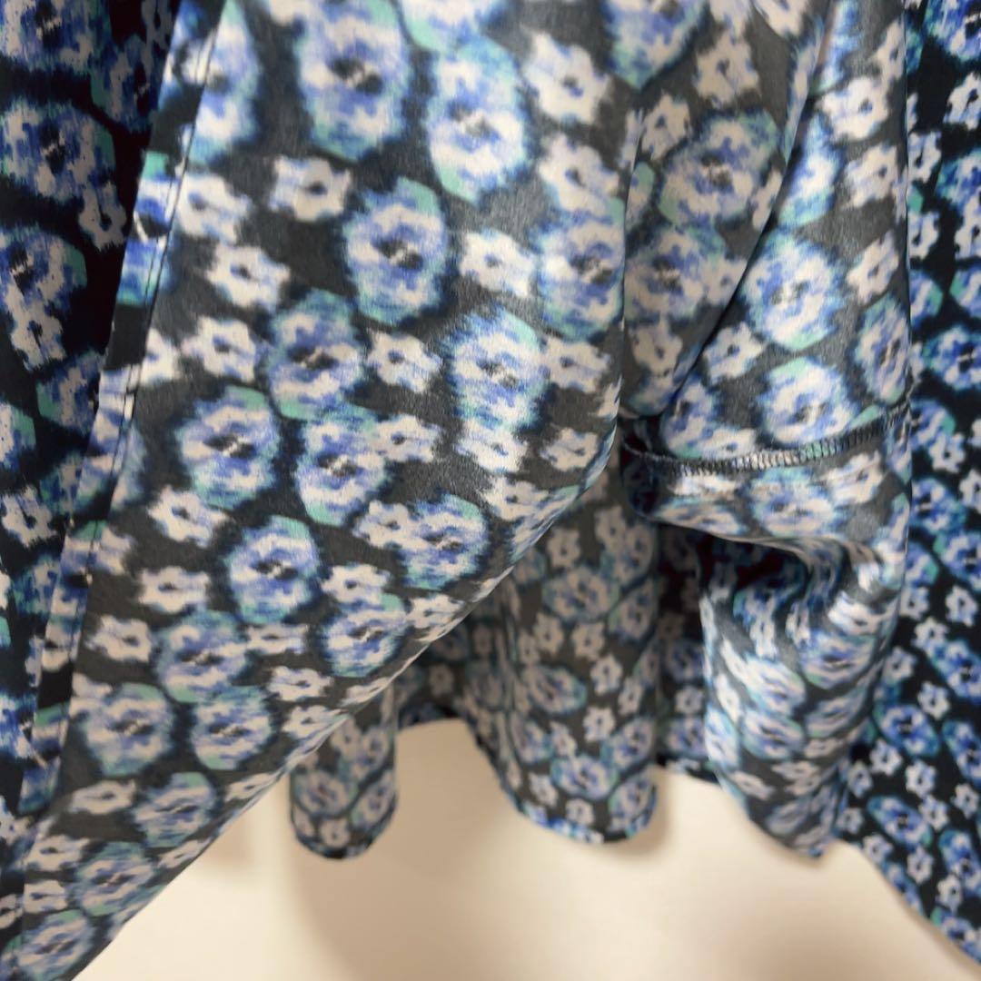 美品 ボールジィ ブルリーフラワープリント クルーネックワンピース 36サイズ