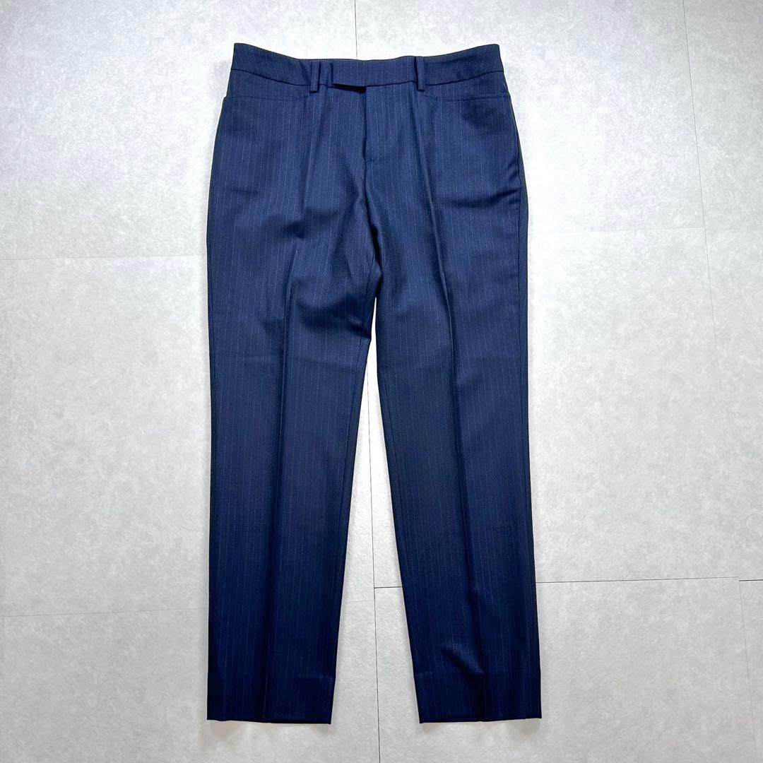 美品 HILTON super110's ストライプスーツ 13.15号 紺