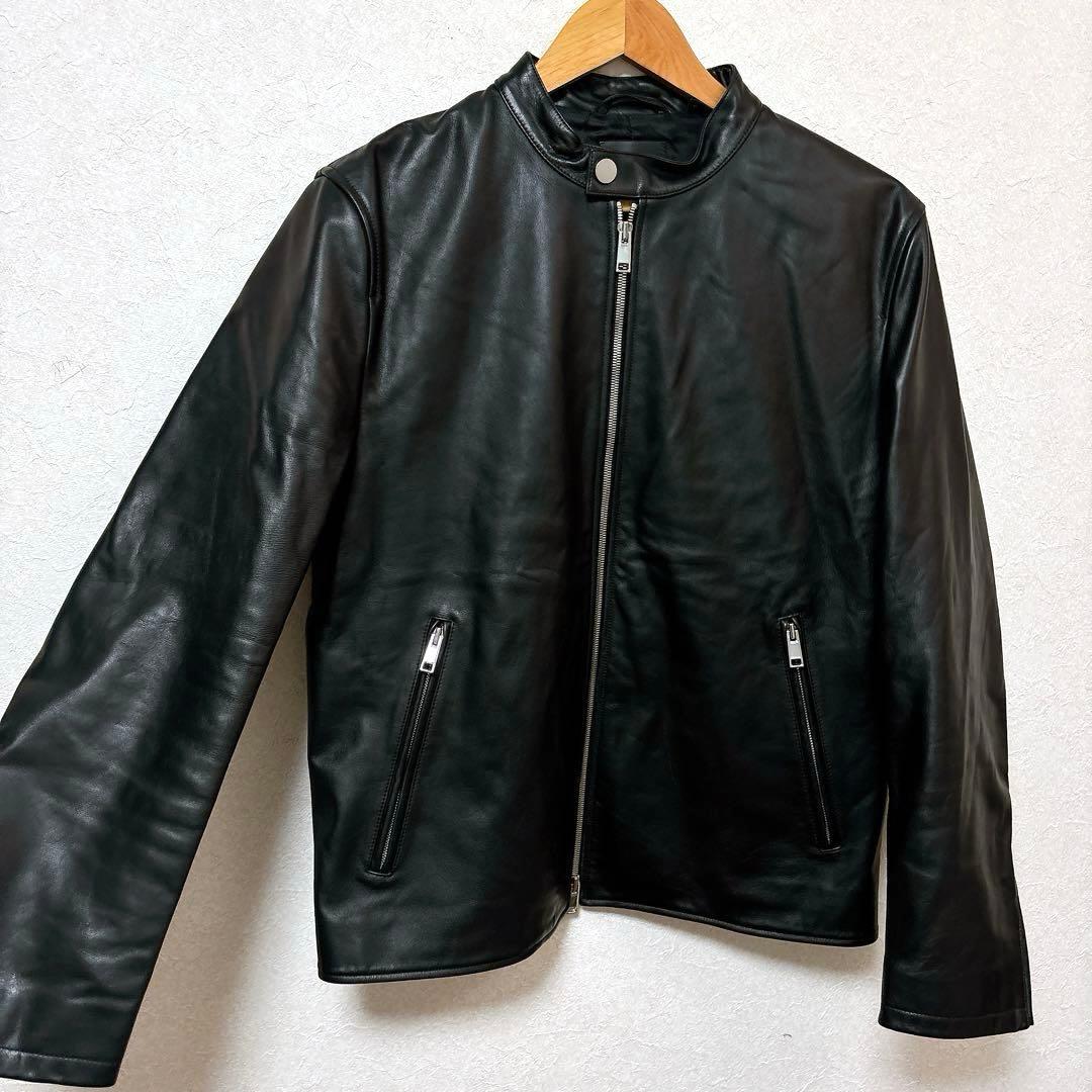 【美品】Theoryセオリー シングルレザーライダースジャケット 牛革カウレザー