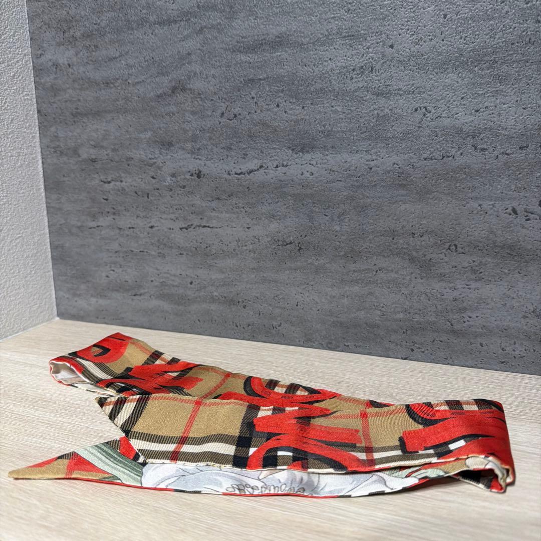 BURBERRY スカーフ 花柄チェック デザイン 未使用に近い
