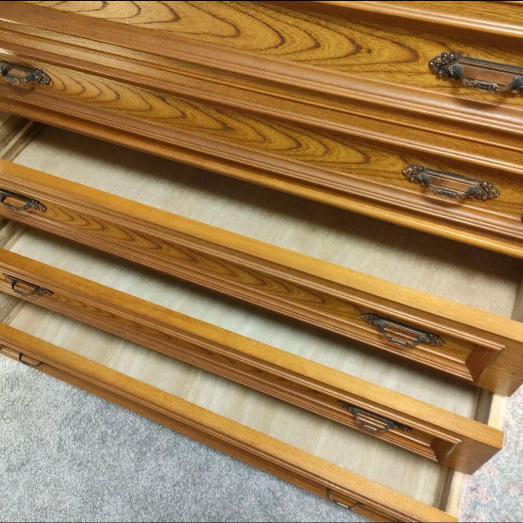 クラシックアンティーク高級ナラ材突板 洋服タンス 昭和レトロ 大容量チェスト