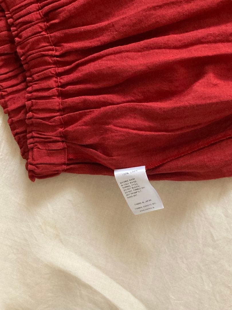 ヤンマ産業　リネンキュロットパンツ　プラス10㎝丈　レッド