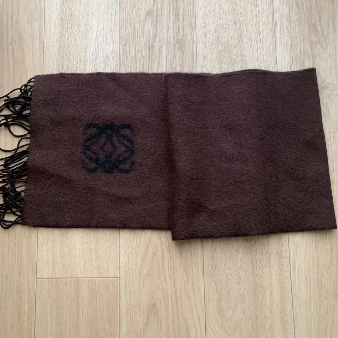 LOEWE アンゴラウール マフラー バイカラー　フリンジ付き