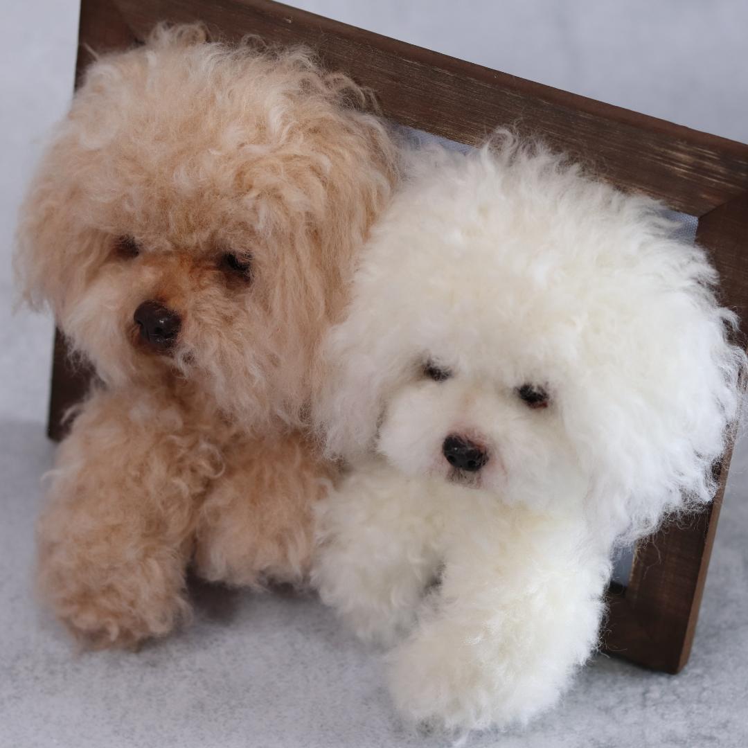 羊毛フェルト いおさま　トイプー　フレーム　ハンドメイド　オーダー