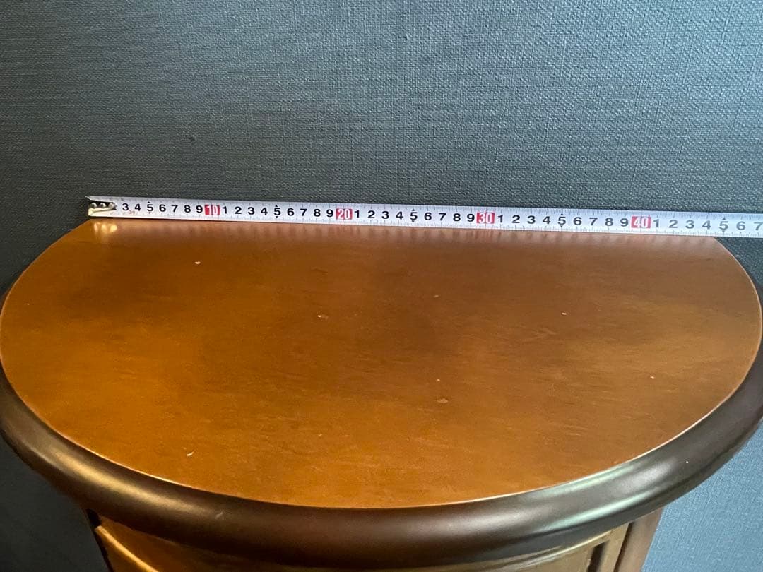 アンティーク調　木製半円形キャビネット ４段引き出し　３本猫足