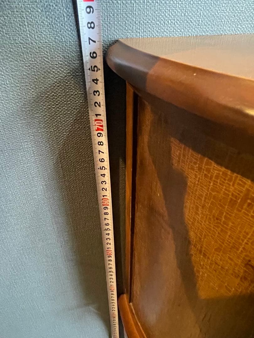 アンティーク調　木製半円形キャビネット ４段引き出し　３本猫足