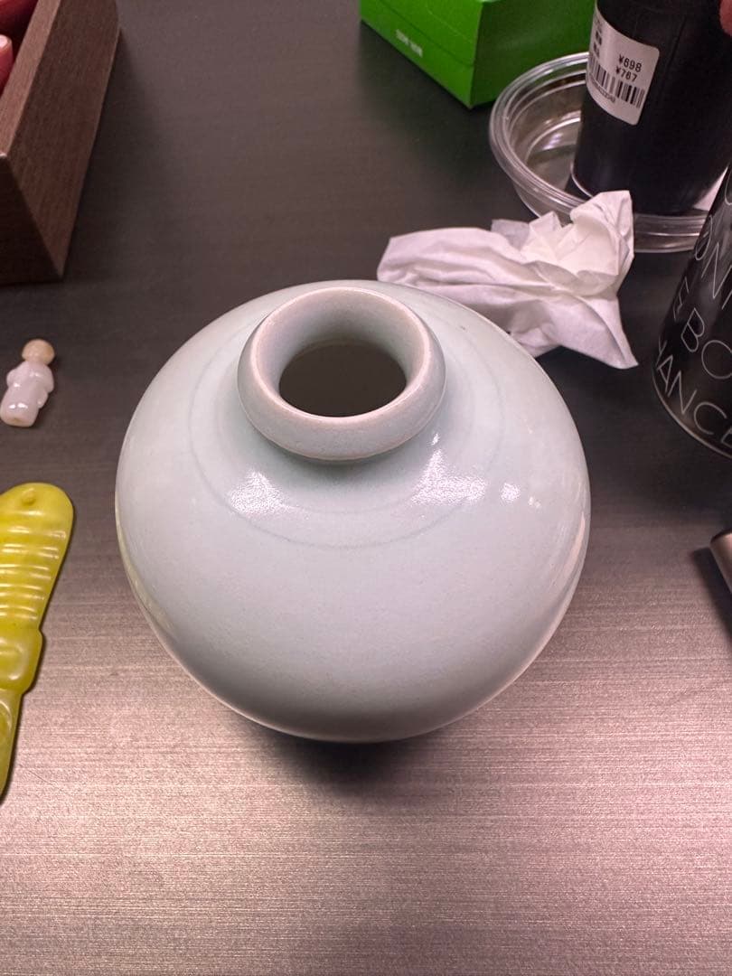 淡い青色 陶器 花瓶