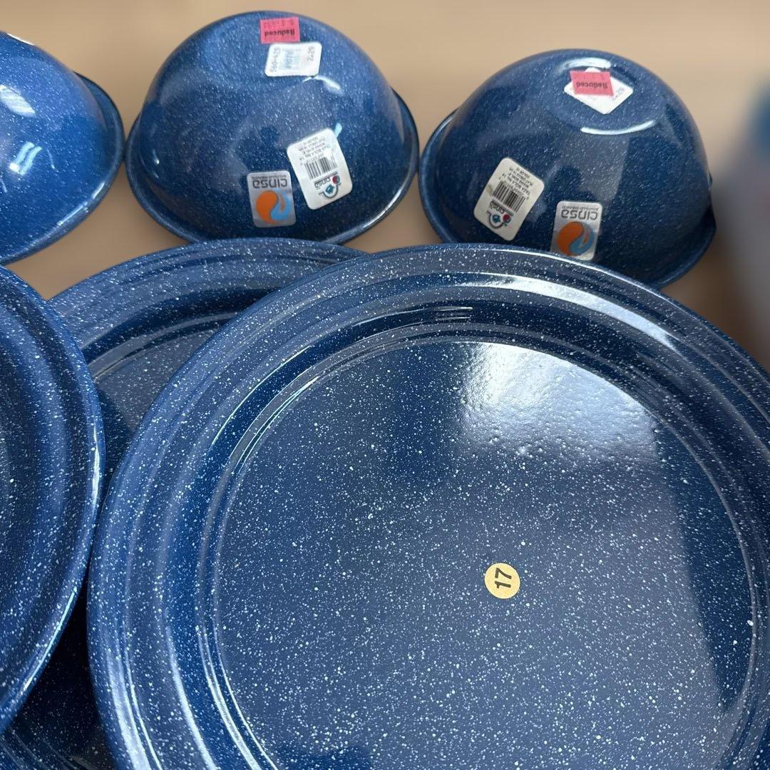 希少新品CINSA エナメルウェア キャンプ食器セット 16点デッドストック