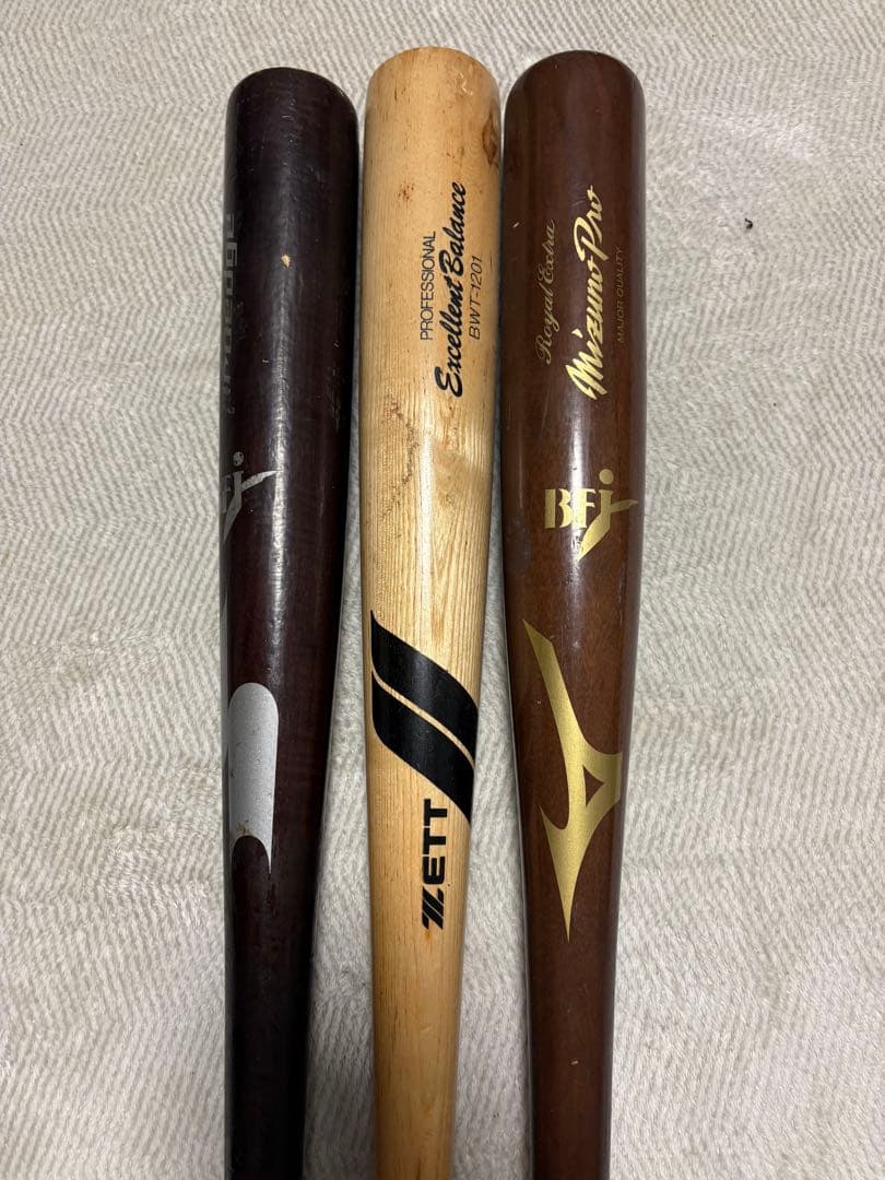 木製バット 3本セットMIZUNO ZETT SSK