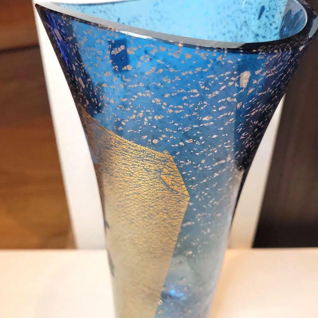 東洋 佐々木ガラス 花瓶 花模様 金箔 東京都知事指定 伝統工芸品