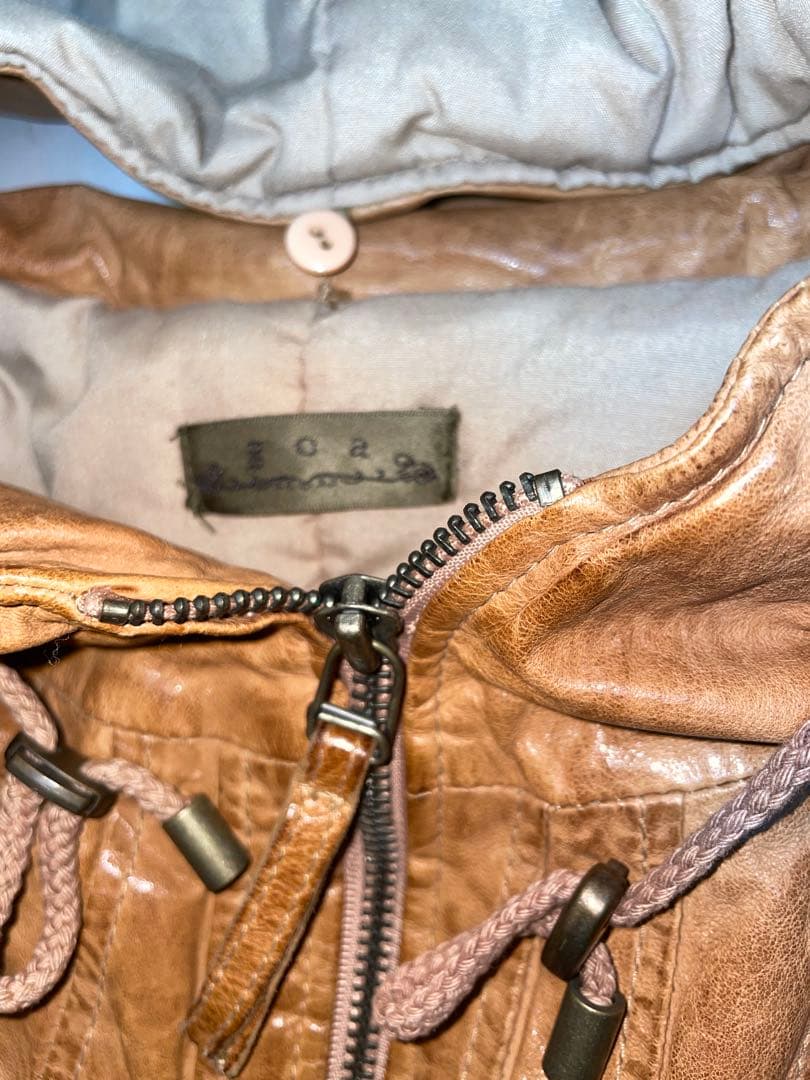 セール！goaゴア ラクーンファー付羊革レザージャケット中古キャメル