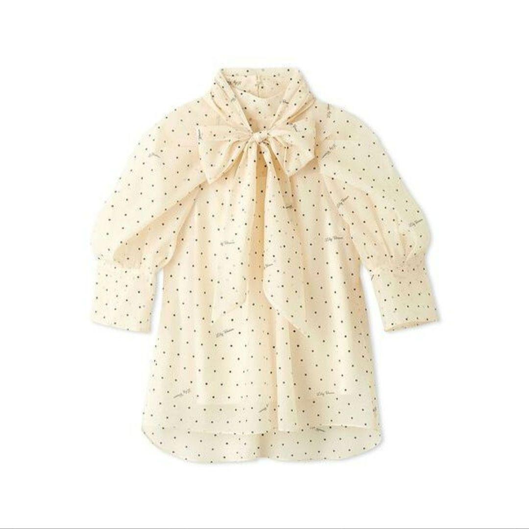 【たら】新品未使用タグ付きリリーブラウンラグランオーガンザボウタイブラウス