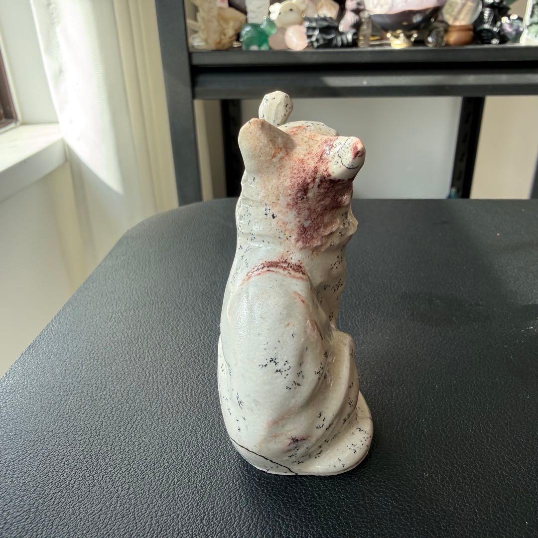 【かい】天然石瑪瑙の猫ちゃん　置物　彫物NO.020912