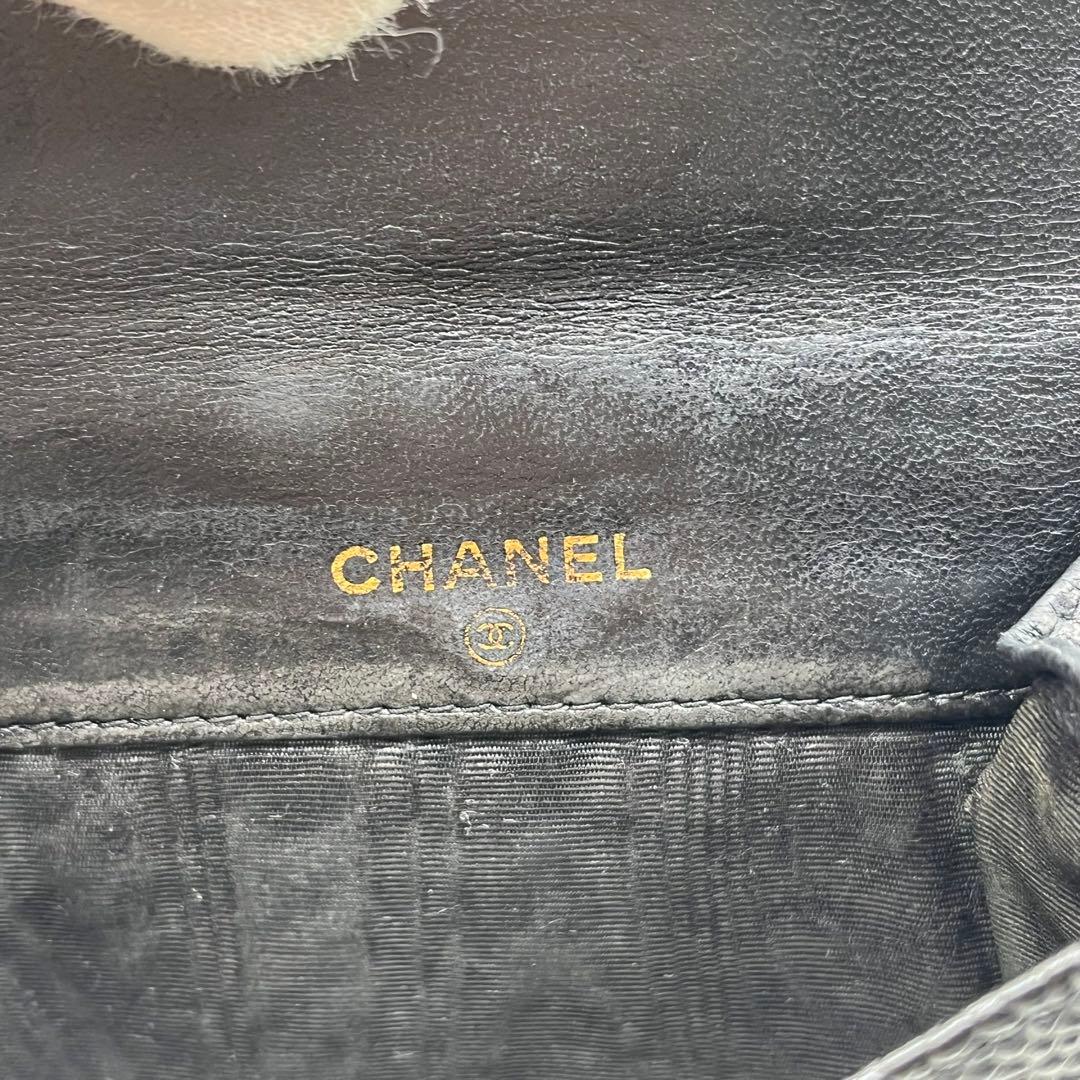 CHANEL 二つ折り財布 ココマーク キャビアスキン Wホック カード、箱付き