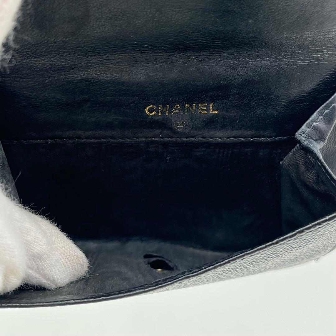 CHANEL 二つ折り財布 ココマーク キャビアスキン Wホック カード、箱付き