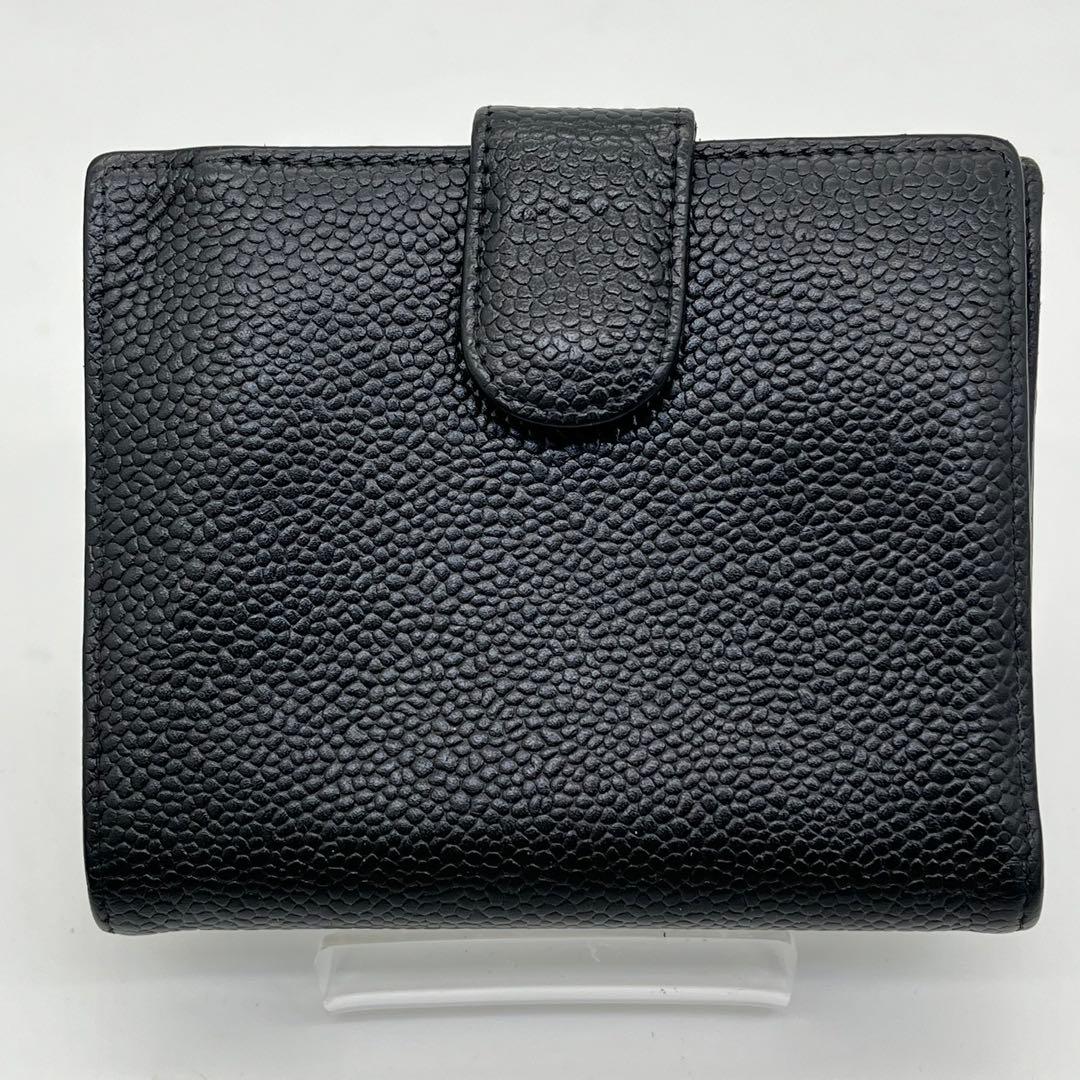 CHANEL 二つ折り財布 ココマーク キャビアスキン Wホック カード、箱付き