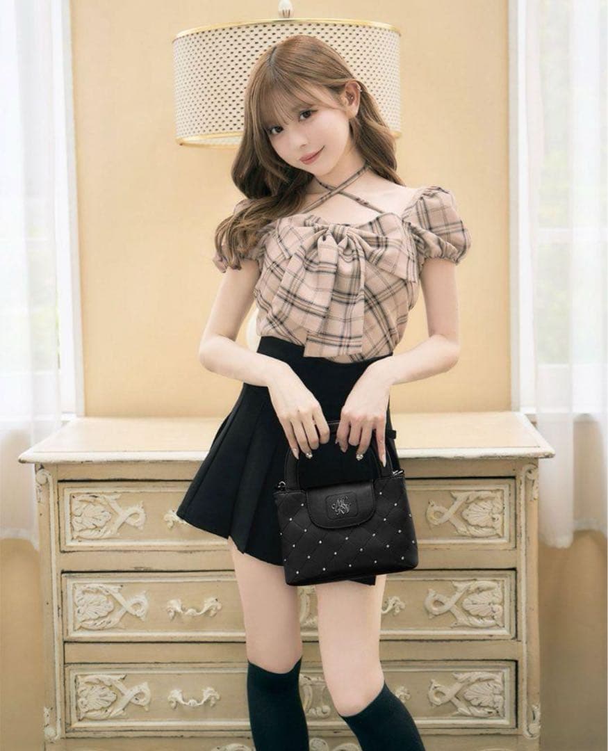 micheliMacaron ミシェルマカロン ビックリボン ブラウスベージュ