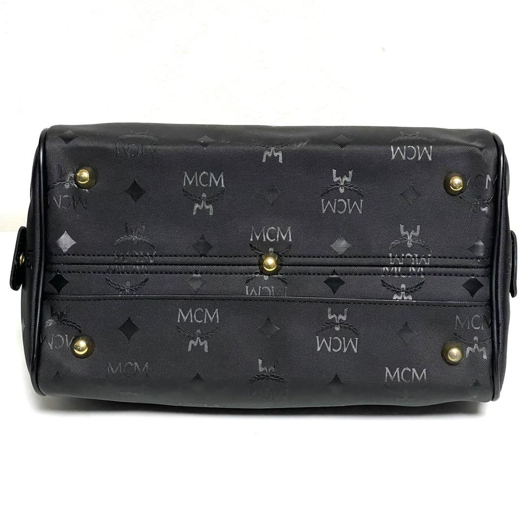 ✨極美品✨MCM エムシーエム PVC×レザー ミニボストンバッグ 斜め掛け 黒