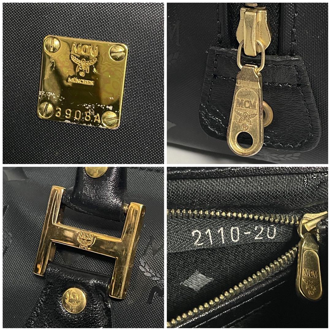 ✨極美品✨MCM エムシーエム PVC×レザー ミニボストンバッグ 斜め掛け 黒